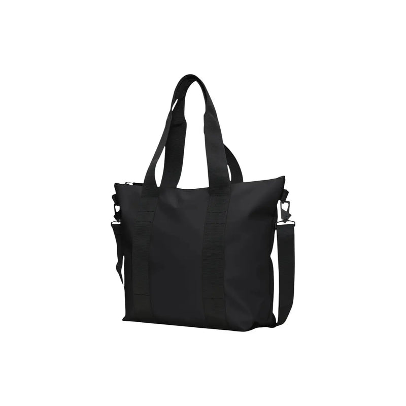 Schwarze Tragetasche aus Canvas mit zwei top Tragegriffe und abnehmbarer Schultergurt von Rains Women aus glänzendem Polyester