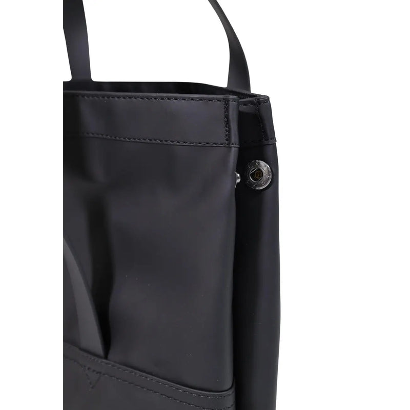 Rains Damen-Umhängetasche aus schwarzem Nylon mit silberfarbenem Metall-Druckknopf, Polyester, 8 x 15 x 8 cm