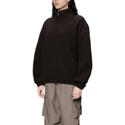 Schwarzes Sweatshirt mit Reißverschluss, hohem Kragen und lockerer Passform aus braunem Polyester aus der Damen-Fleecejacken-Kollektion von Rains.