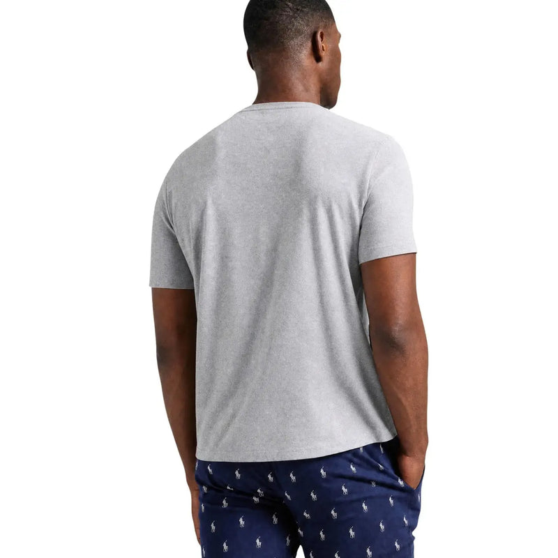 Ralph Lauren Herren-Schlafanzug aus grau melierter Baumwolle mit Rundhalsausschnitt top mit einem dezenten minimalistischen Design, Vorderansicht