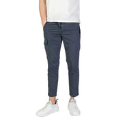 Refrigiwear Herren-Baumwollhose, blau, Herbst/Winter, mit dunkelgrauer, schmal geschnittener Cargohose und sichtbaren Seitentaschen