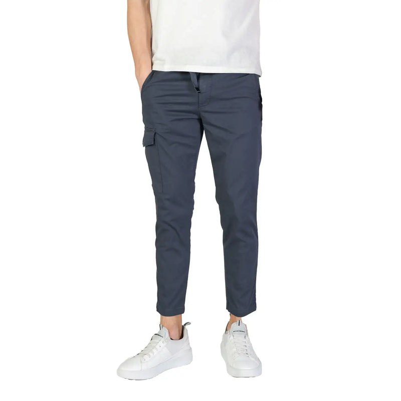 Refrigiwear Herren-Baumwollhose, blau, Herbst/Winter, mit dunkelgrauer, schmal geschnittener Cargohose und sichtbaren Seitentaschen