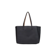 Schwarze Replay Damen-Handtasche aus samtigem Kunstleder mit braunem Innenfutter und Henkeln, 40 x 30 cm