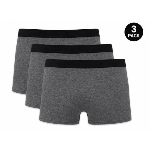 Dreierpack Roberto Cavalli Herren-Boxershorts aus grauer Baumwolle mit schwarzem Gummibund und meliertem grauem Stoff