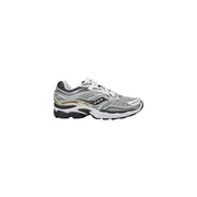 Silber und Schwarz saucony Weiße Damen-Sneaker Progrid Omni 9 aus Synthetik mit Mesh-Obermaterial, weißen Schnürsenkeln und goldenem Akzentstreifen