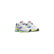 Saucony Weiße Damen-Sneaker Progrid Omni 9 aus Synthetik mit blau-neongrünem Mesh-Obermaterial und strapazierfähiger Gummisohle