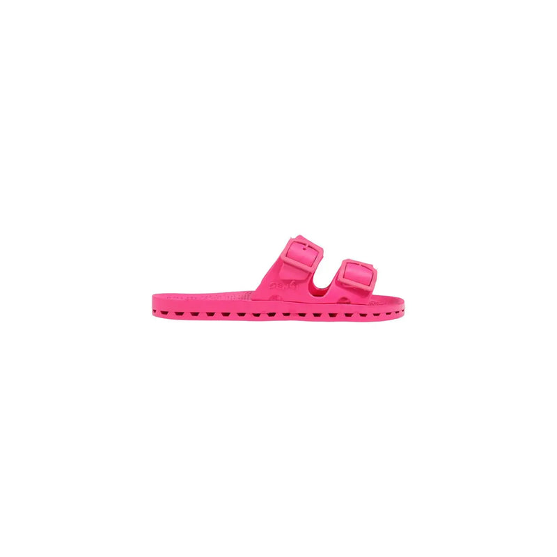 Leuchtend pinkfarbene Gummisandalen mit zwei verstellbaren Riemen von Sensi im grauen, offenen La Jolla-Stil für Damen.