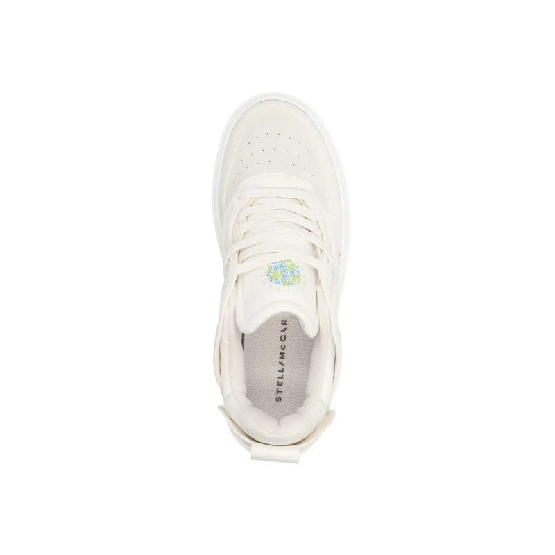 Weiße Stella McCartney Leder-Sneaker zum Hineinschlüpfen für Damen mit perforiertem Obermaterial und klobiger Sohle