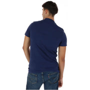 Timberland Herren blaues Baumwoll-T-Shirt, Kurzarm, marineblaues Kurzarm-Poloshirt, Vorderansicht