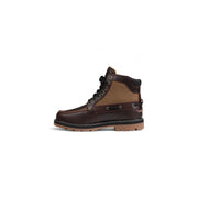 Timberland mens brown ankle boots in leather and rubber with tan leather lace up and rugged sole
