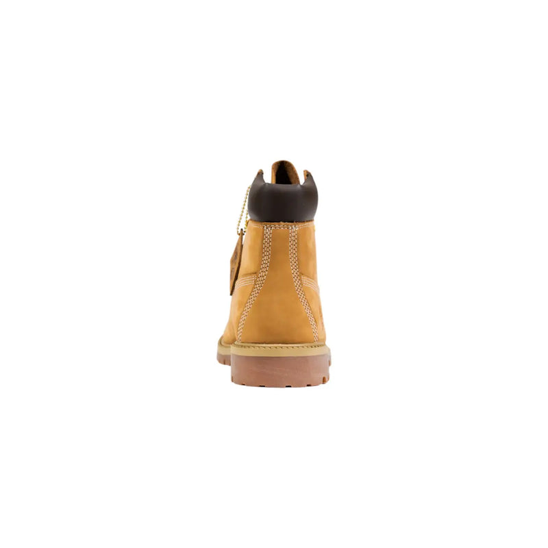 Timberland Damen-Ankle-Boots aus Leder in Beige mit hellbraunem Leder, 15 cm Schafthöhe, dunkelbraunem Schaftrand und kontrastierenden Nähten
