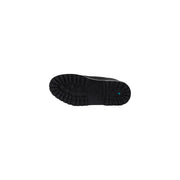 Schwarze Gummisohle mit tiefem Profil und türkisfarbenem Logo timberland Damen-Lederstiefel schwarz wasserdicht hinten