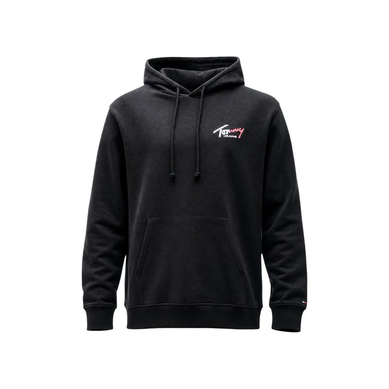 Schwarzer Tommy Hilfiger Jeans Herren-Hoodie aus Bio-Baumwolle mit dezent gesticktem Logo auf der Brust