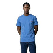 Tommy Hilfiger Jeans, Herren-T-Shirt aus blauer Bio-Baumwolle mit kleinem, gesticktem Logo auf Brust und Ärmel