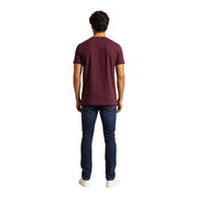 Tommy Hilfiger Jeans Männer t-shirt aus bordeauxrotem Baumwollstoff mit schlichtem Rundhalsausschnitt und kurzen Ärmeln