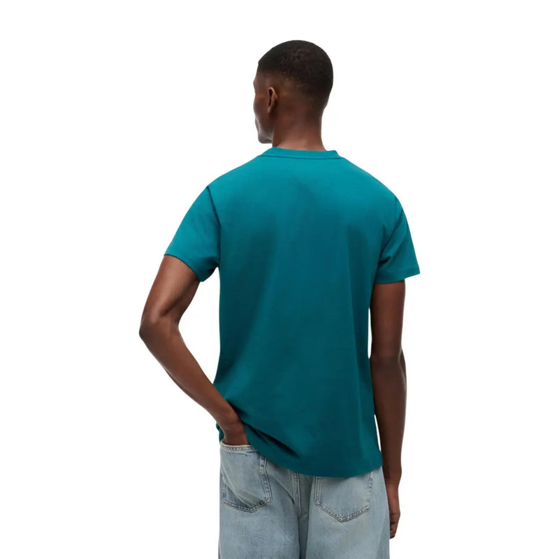 Ein türkisfarbenes, kurzärmeliges Baumwollshirt mit Rundhalsausschnitt t-shirt für Männer von Tommy Hilfiger Jeans