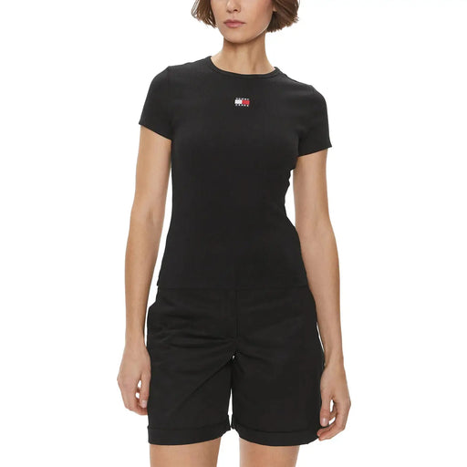 Schwarz Tommy Hilfiger kurzärmelig t-shirt mit gesticktem Logo