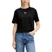 Schwarz Tommy Hilfiger kurzärmelig t-shirt mit gesticktem Logo