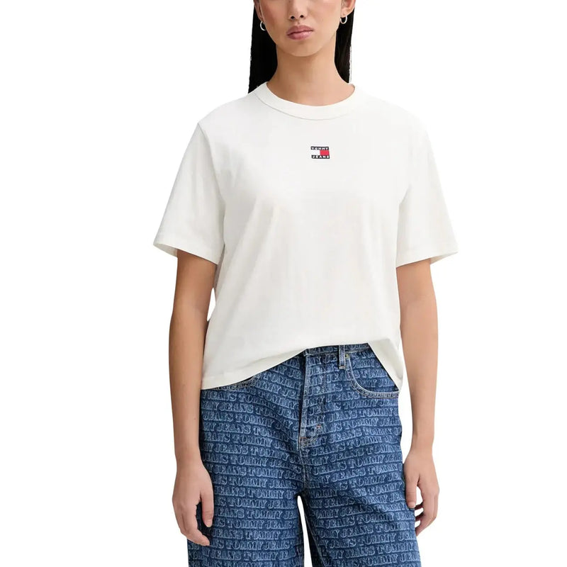 Tommy Hilfiger Damenblau aus Bio-Baumwolle t-shirt mit gesticktem Logo