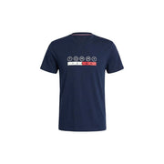 Marineblaues Tommy Hilfiger Herren-T-Shirt aus Bio-Baumwolle mit weißem und rotem Logo auf der Brust