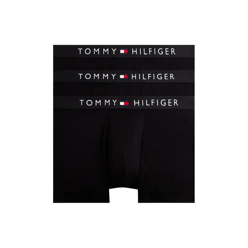 Schwarze Tommy Hilfiger Herren-Boxershorts aus Bio-Baumwolle mit weißem Logobund