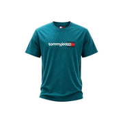 Türkis Tommy Hilfiger Grünes Herren-T-Shirt aus Bio-Baumwolle mit weißem und rotem Logo auf der Brust