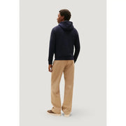 Tommy Hilfiger Herren-Hoodie aus marineblauer Baumwolle mit weichem, strukturiertem Strickmaterial und gerippten Bündchen und Saum.