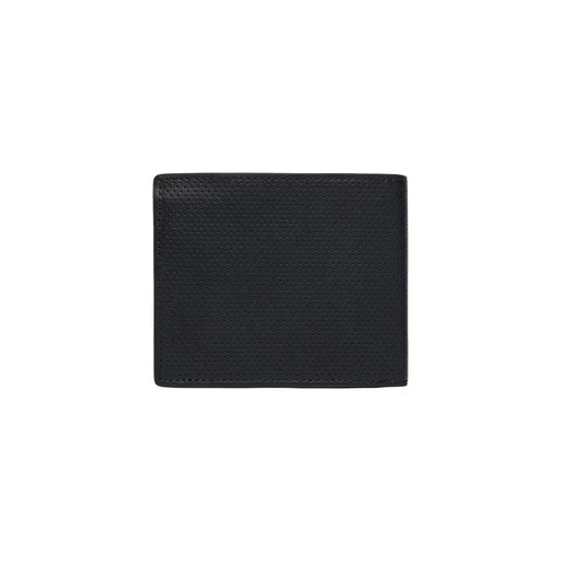 Tommy Hilfiger Schwarze Herren-Ledergeldbörse, 11 x 9 cm, mit Perforation und präziser Nahtverarbeitung an den Kanten