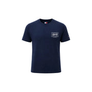 Marineblau Tommy Hilfiger Bio-Baumwolle für Männer t-shirt mit weißem, gitterförmigem Logo auf der Brust