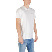 Tommy Hilfiger Beige Herren-T-Shirt aus Bio-Baumwolle mit weißen kurzen Ärmeln und dezentem Brustlogo