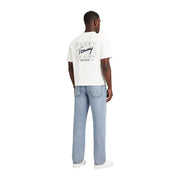 Tommy Hilfiger Herren-T-Shirt aus Bio-Baumwolle, weiße Rückseite mit schwarzem Karomuster und Logoprint