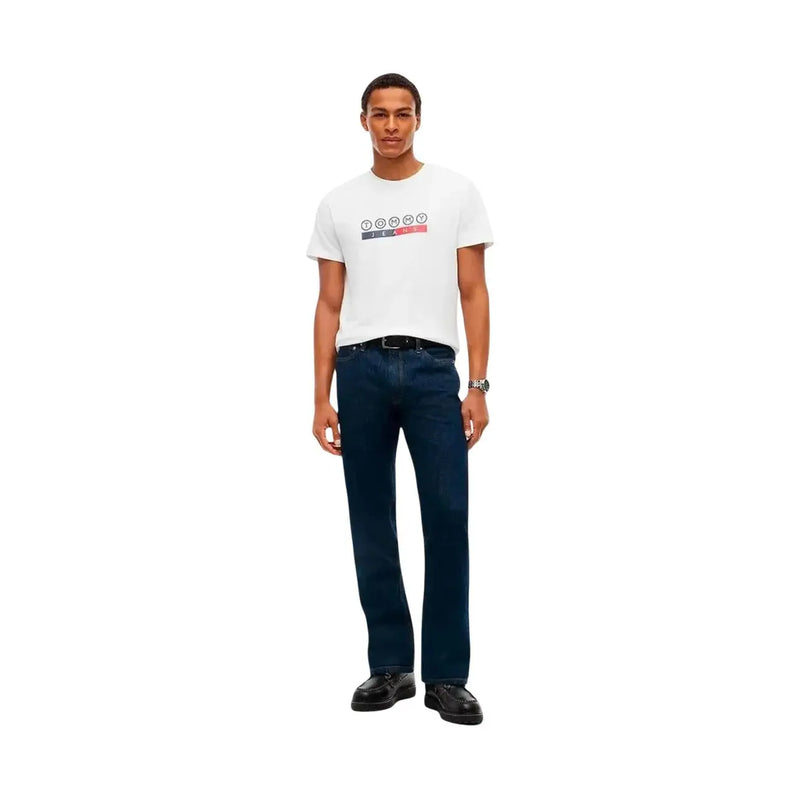 Tommy Hilfiger Weißes Herren-T-Shirt aus Bio-Baumwolle mit farbenfrohem Logo-Print auf der Brust