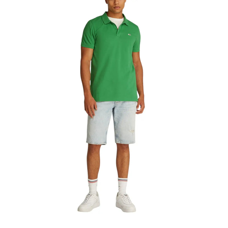 Tommy Hilfiger Grünes Herren-Sommerpoloshirt mit klassischem Kragen und kleinem Brustlogo für die Freizeit.