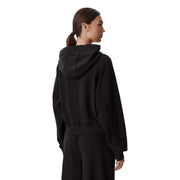 Schwarzer Kapuzenpullover für Damen von Tommy Hilfiger mit lockerer Passform und gerippten Bündchen aus Bio-Baumwolle