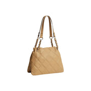 Beige gesteppte Polyurethan-Handtasche mit Ketten- und Lederriemen von Tommy Hilfiger braune Mini-Tragetasche für Damen
