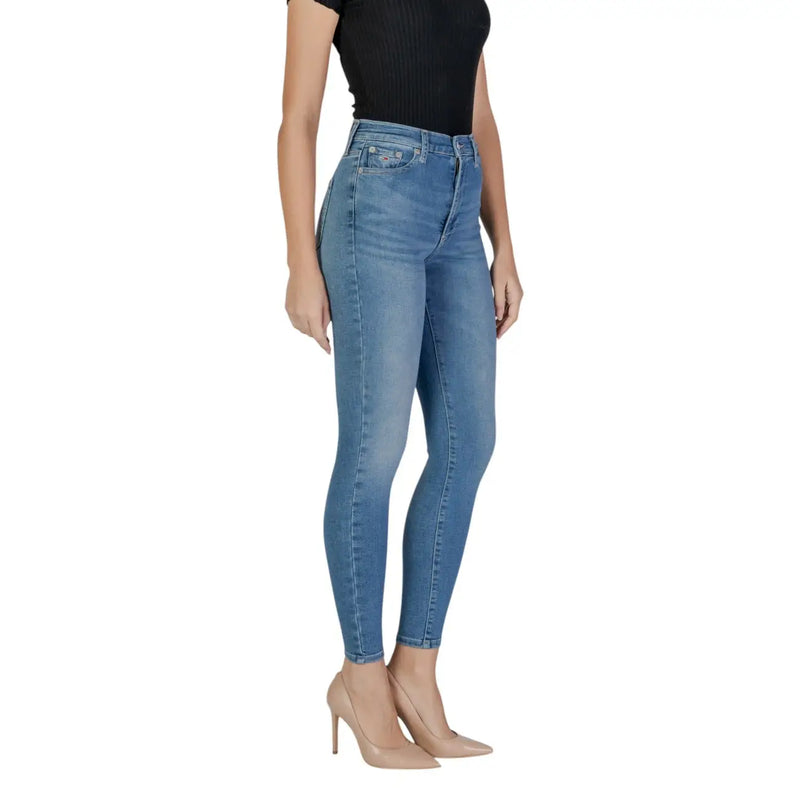 Tommy Hilfiger Damen-Jeans aus hellblauem Baumwoll-Denim mit klassischer Struktur und dezenter Waschung in schmaler, hochgeschnittener Passform