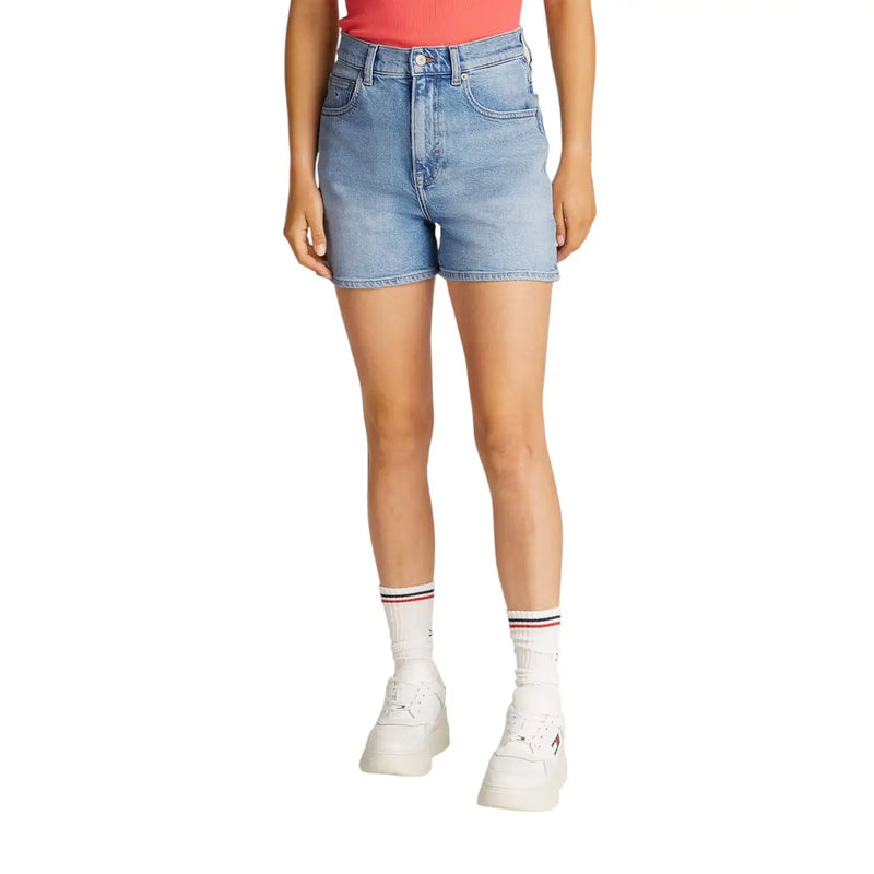Tommy Hilfiger Damen-Jeansshorts aus hell gewaschener Baumwolle mit hohem Bund und klassischem Fünf-Taschen-Design