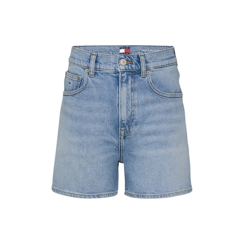 Hellblaue Jeansshorts mit klassischem High-Waist-Schnitt und Tommy Hilfiger Markenlogo am Bund aus Baumwolle