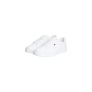 Tommy Hilfiger Weiße Damen-Sneaker aus Leder mit klarem, minimalistischem Design und dezentem seitlichem Branding