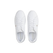 Tommy Hilfiger Weiße Damen-Sneaker aus Leder mit klarem, minimalistischem Design und dezentem seitlichem Logo.