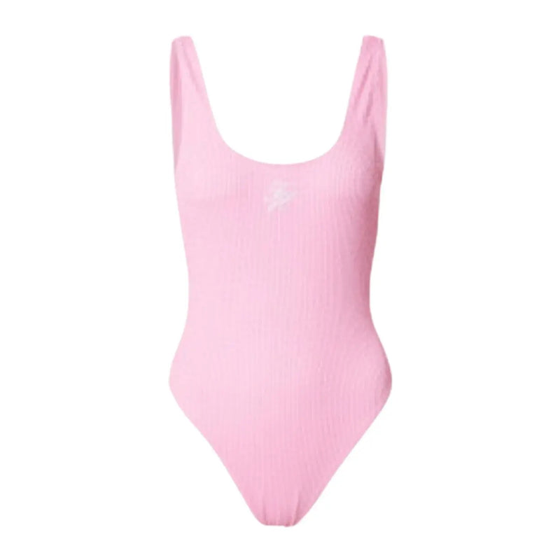 Tommy Hilfiger Rosa, weich gerippter Badeanzug für Damen mit eckigem Ausschnitt und dünnen Trägern für den Strand