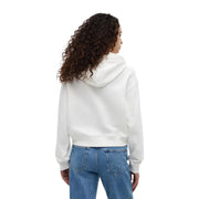Tommy Hilfiger Weißer Damen-Kapuzenpullover aus Baumwolle mit weichen, lockeren Rippbündchen an Ärmeln und Saum.