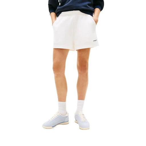 Tommy Hilfiger womens black organic cotton shorts with white side embroidery