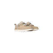 Ugg Damen-Sneaker aus beigefarbenem Wildleder mit Schnürung, Obermaterial aus beigefarbenem Wildleder und weißer Gummisohle für den Alltag