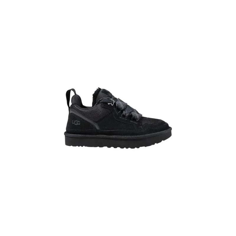Schwarzer UGG Damen-Sneaker mit Obermaterial aus Mesh und Wildleder, gepolstertem Schaftrand und klobiger Gummisohle für sportliche Aktivitäten