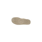 Beige UGG Damen-Lederstiefel, Frühlingsschuhmodell, Rückseite mit sternförmigem Profil und geprägtem UGG-Logo