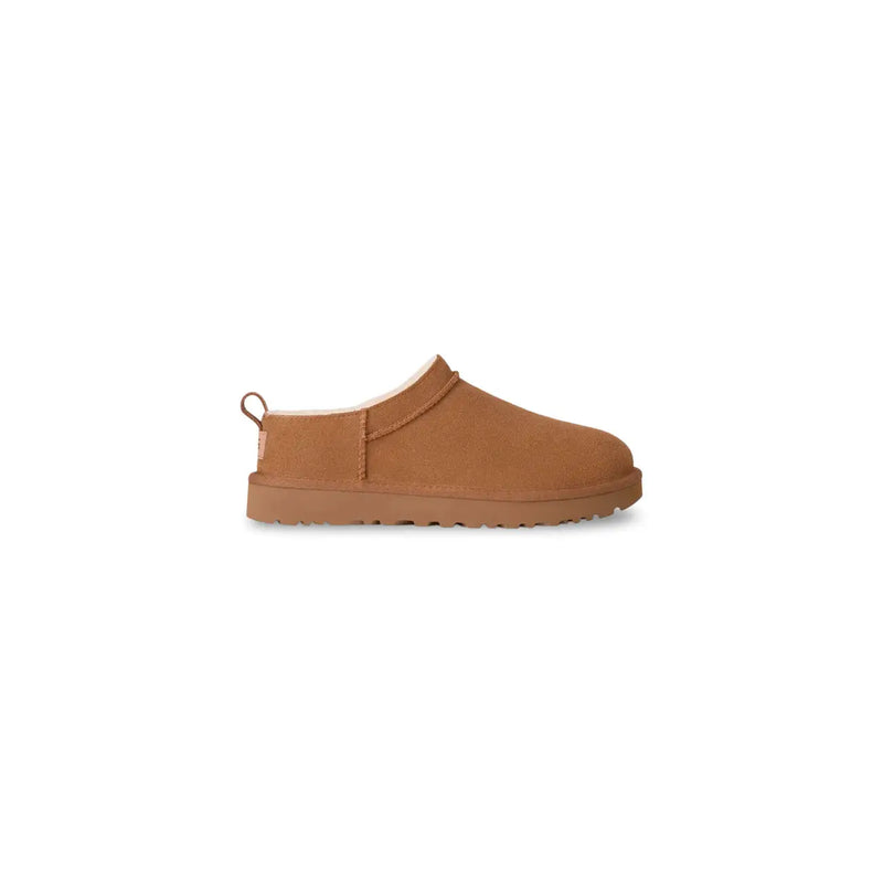 Hellbraune UGG-Damen-Slipper aus Wildleder mit weichem Lammfellfutter und Gummisohle für Frühling und Sommer