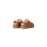 Hellbraune UGG-Stiefeletten aus Leder für Damen mit weichem Lammfellfutter und Wildleder-Obermaterial für Frühling und Sommer