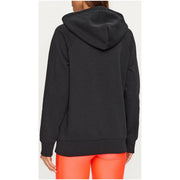Under armour women’s black hooded sweatshirt with ribbed cuffs, hem, and pockets in soft fabric for casual wear