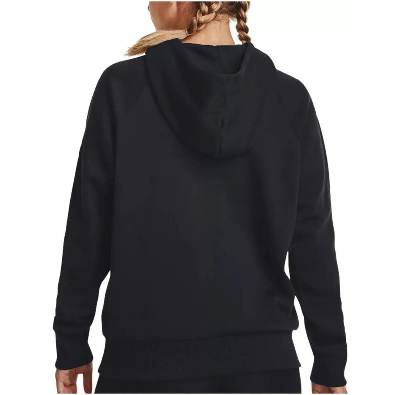 Under armour women’s black hooded sweatshirt premium cotton with soft textured fabric and subtle seam detailing on back neckline